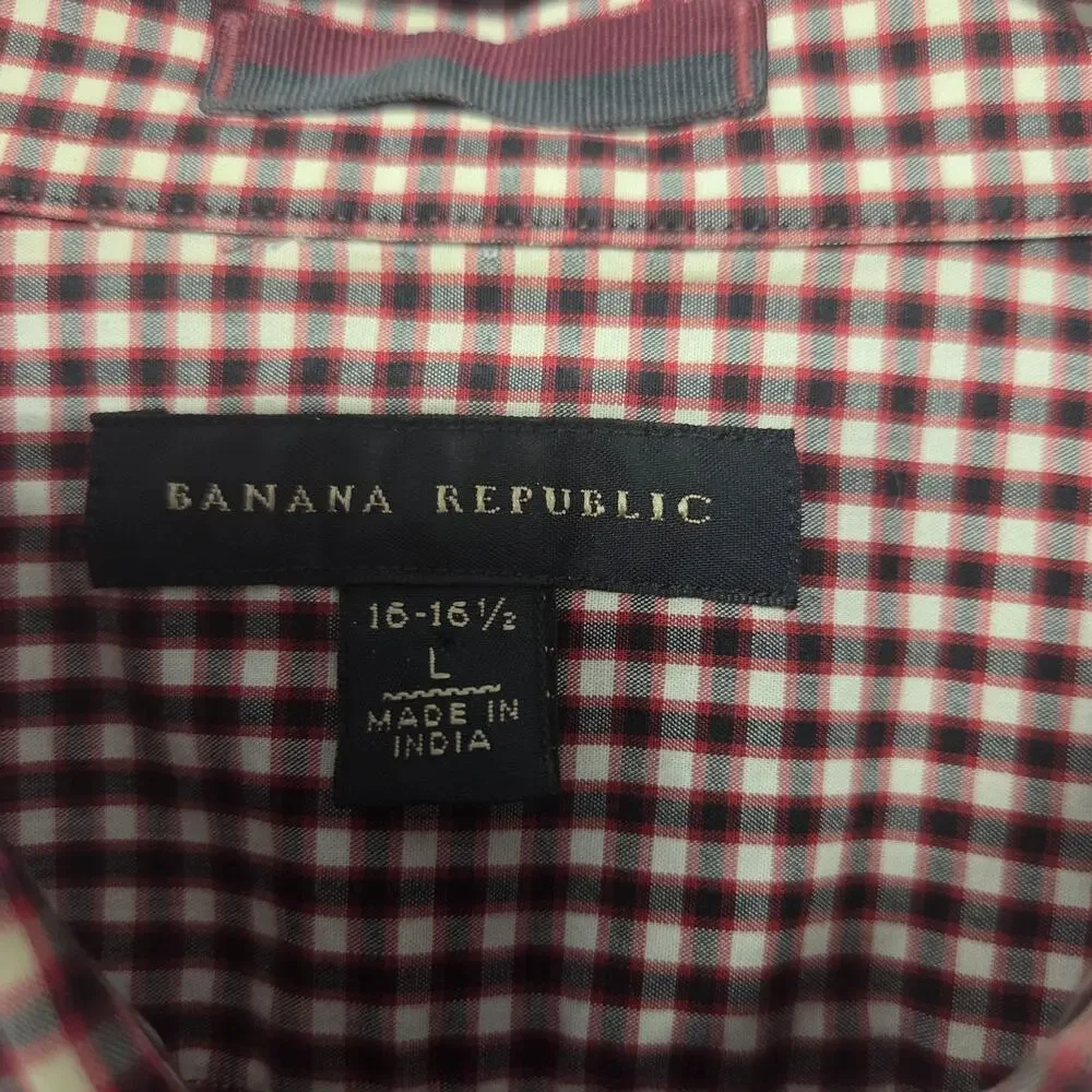 Banana Republic‎ Men’s Check Button down shirt Size L Red Black